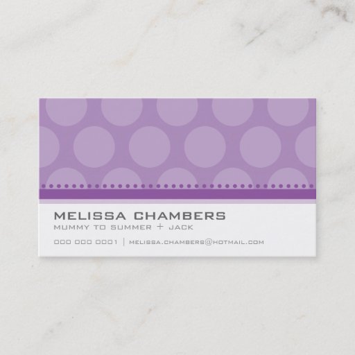 Customizable BUSINESS CARD large spot pattern violet purple
