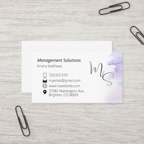 Business Card lavender watercolor wash