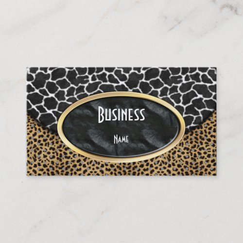 Business Card Leopard Black White Cow Purse