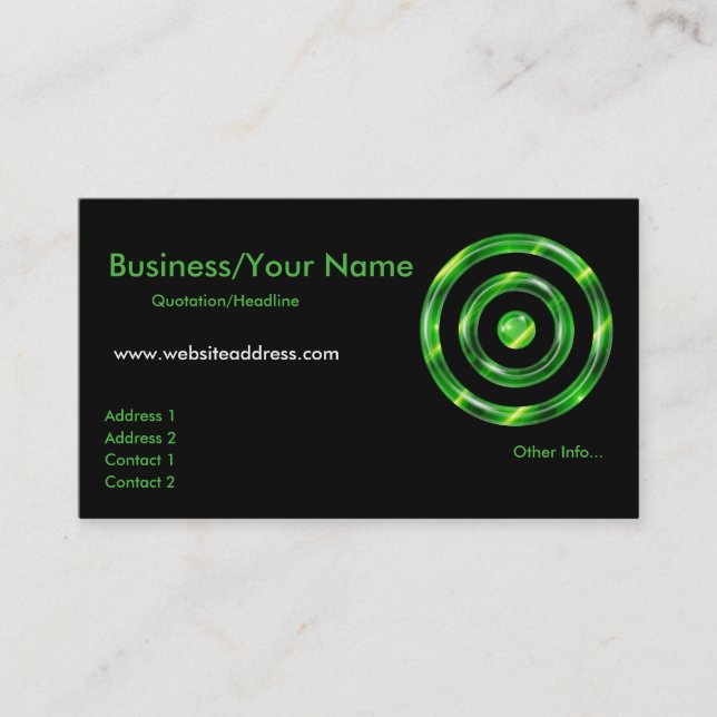 Business Card :: Lime Green Bullseye Design (Front)