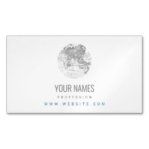BUSINESS CARD MAGNET : ANTIQUE WORLD MAP