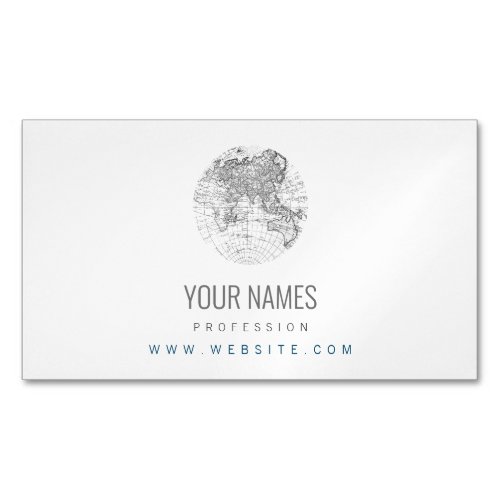 BUSINESS CARD MAGNET  ANTIQUE WORLD MAP