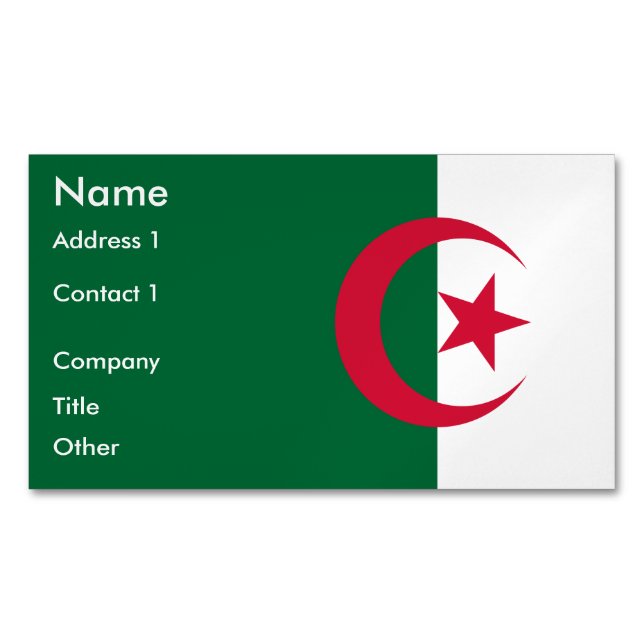 Business Card Magnet with Flag of Algeria (Front)