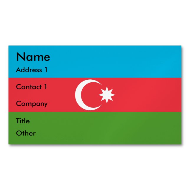 Business Card Magnet with Flag of Azerbaijan (Front)