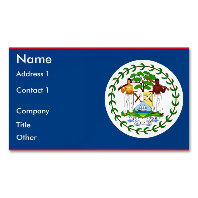 Business Card Magnet with Flag of Belize (Front)