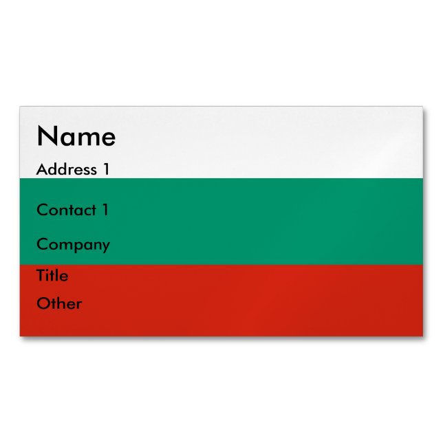 Business Card Magnet with Flag of Bulgaria (Front)