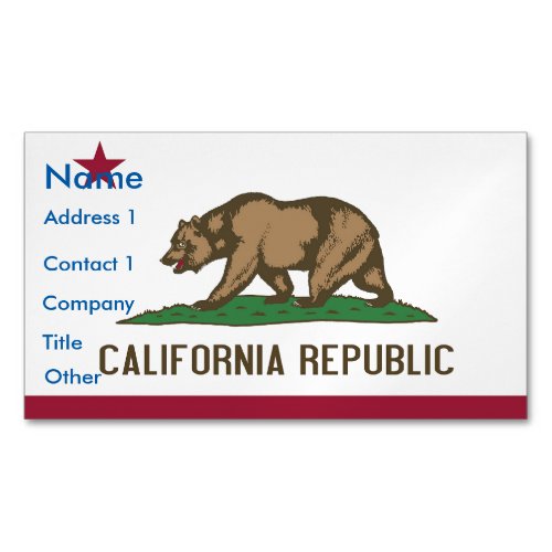 Business Card Magnet with Flag of California