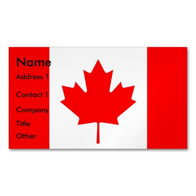 Business Card Magnet with Flag of Canada (Front)
