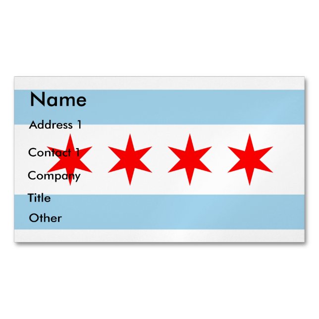 Business Card Magnet with Flag of Chicago (Front)