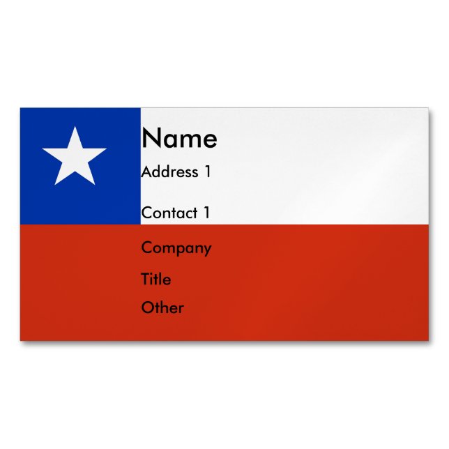 Business Card Magnet with Flag of Chile (Front)