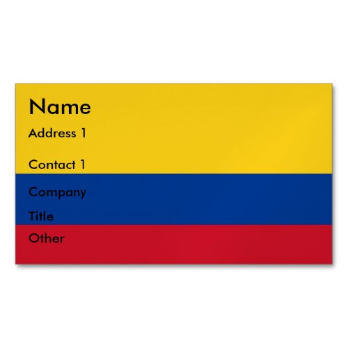 Business Card Magnet with Flag of Colombia