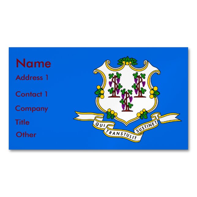 Business Card Magnet with Flag of Connecticut (Front)