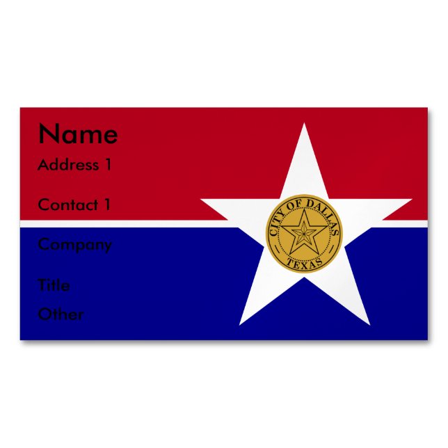 Business Card Magnet with Flag of Dallas (Front)