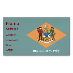 Business Card Magnet with Flag of Delaware