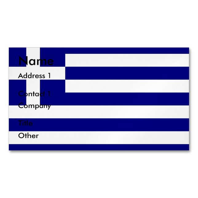 Business Card Magnet with Flag of Greece (Front)