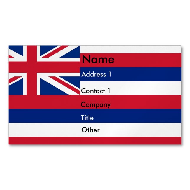 Business Card Magnet with Flag of Hawaii (Front)