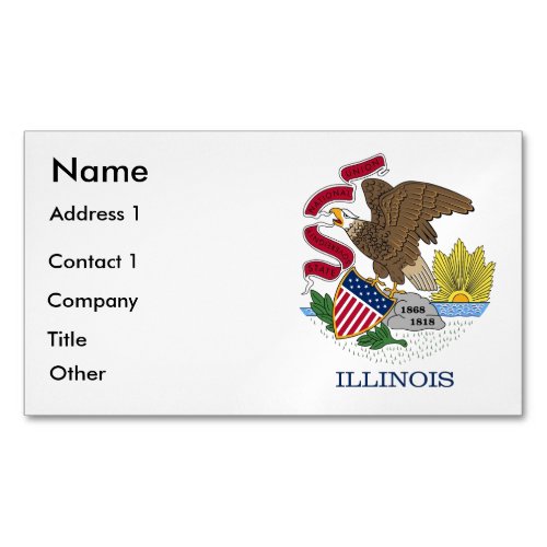 Business Card Magnet with Flag of Illinois