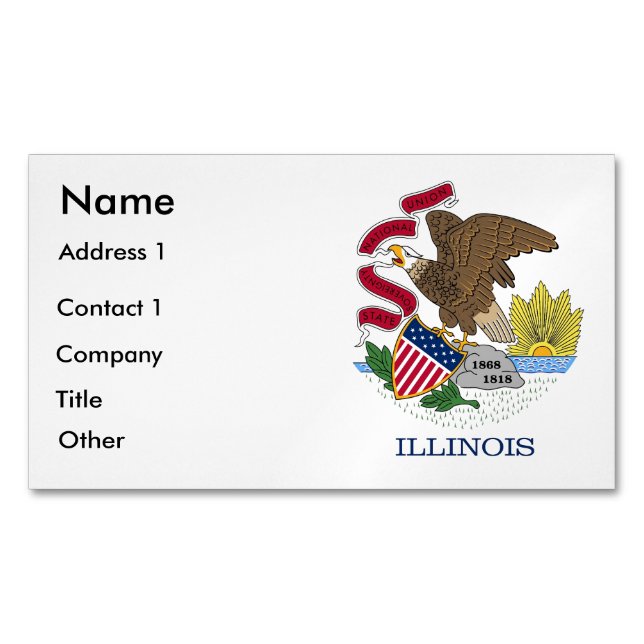 Business Card Magnet with Flag of Illinois (Front)