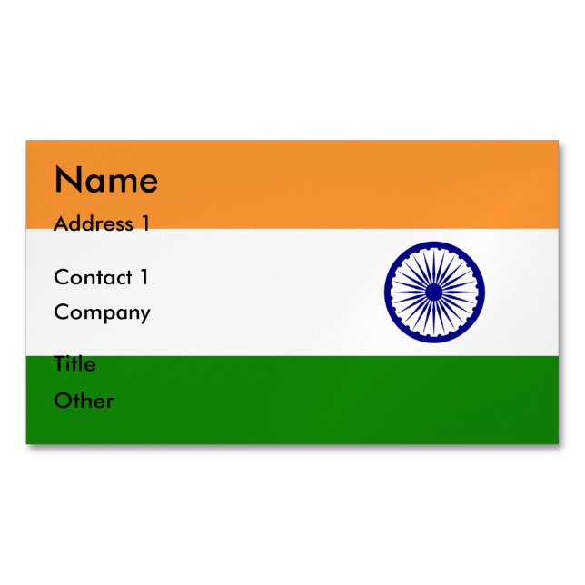 Business Card Magnet with Flag of India (Front)