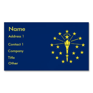Business Card Magnet with Flag of Indiana