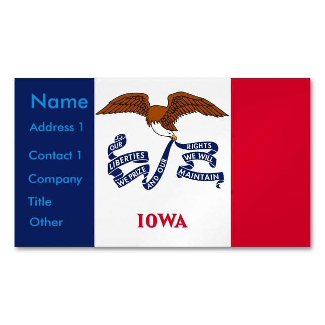 Business Card Magnet with Flag of Iowa (Front)
