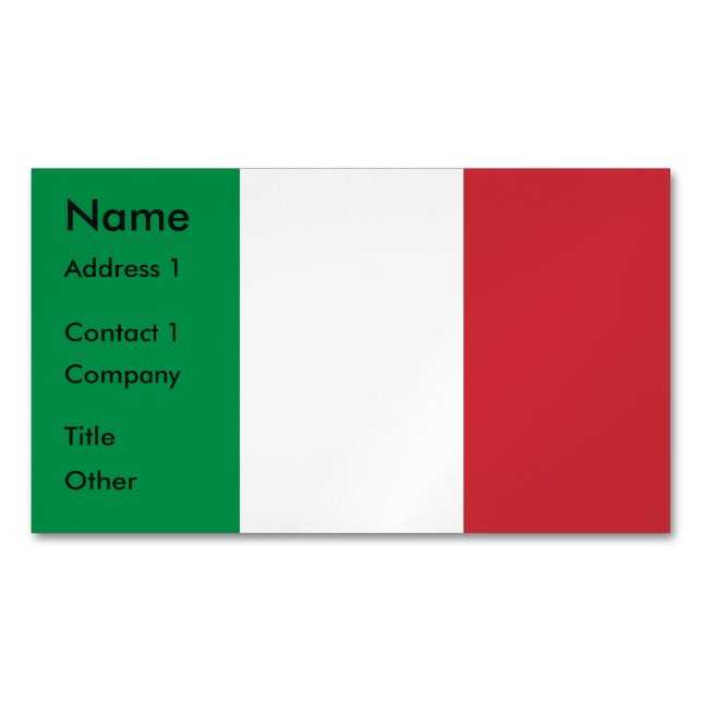 Business Card Magnet with Flag of Italy (Front)