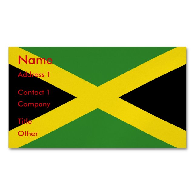 Business Card Magnet with Flag of Jamaica (Front)