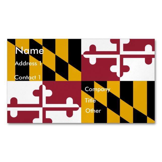 Business Card Magnet with Flag of Maryland (Front)