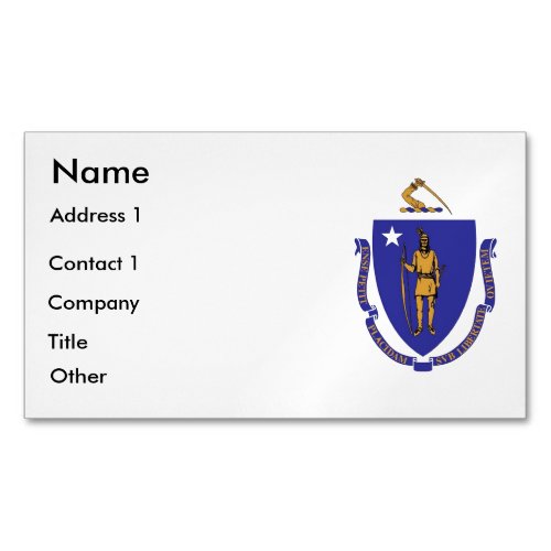 Business Card Magnet with Flag of Massachusetts