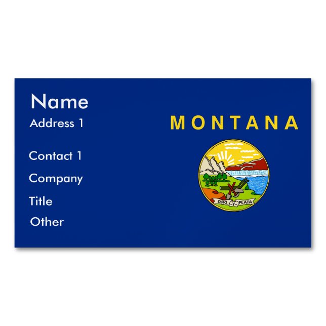 Business Card Magnet with Flag of Montana (Front)