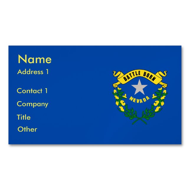 Business Card Magnet with Flag of Nevada (Front)