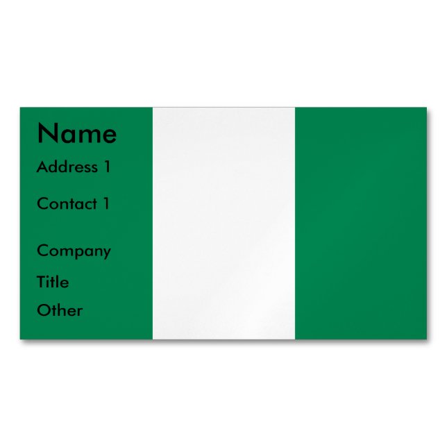 Business Card Magnet with Flag of Nigeria (Front)
