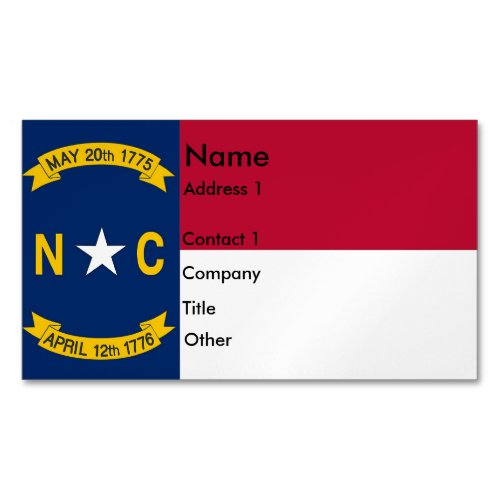 Business Card Magnet with Flag of North Carolina