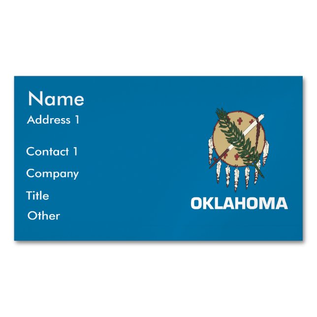 Business Card Magnet with Flag of Oklahoma (Front)