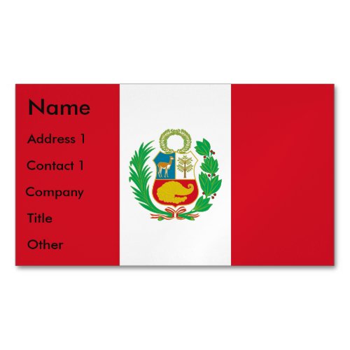 Business Card Magnet with Flag of Peru