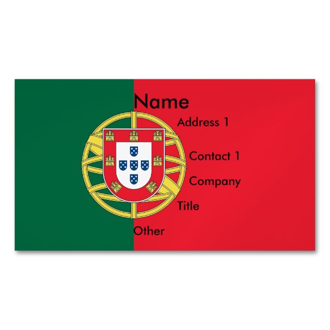 Business Card Magnet with Flag of Portugal (Front)