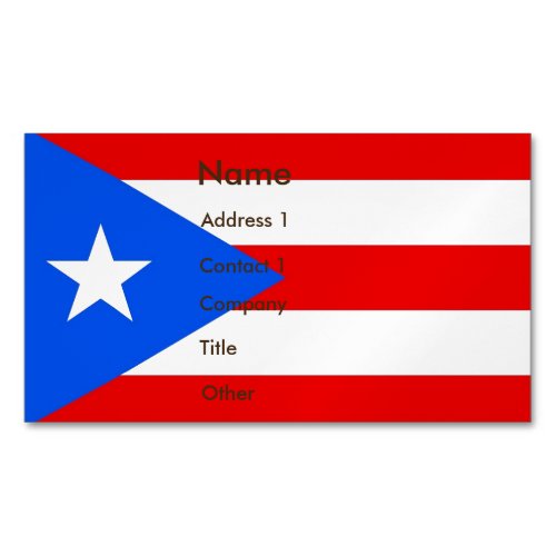 Business Card Magnet with Flag of Puerto Rico