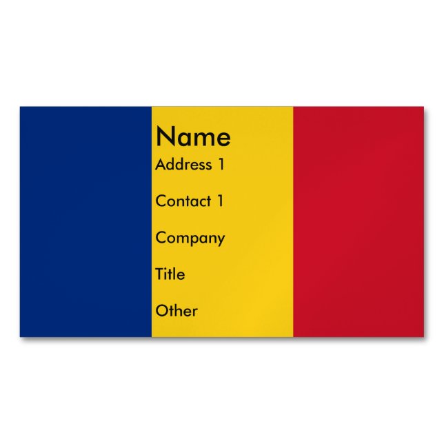 Business Card Magnet with Flag of Romania (Front)