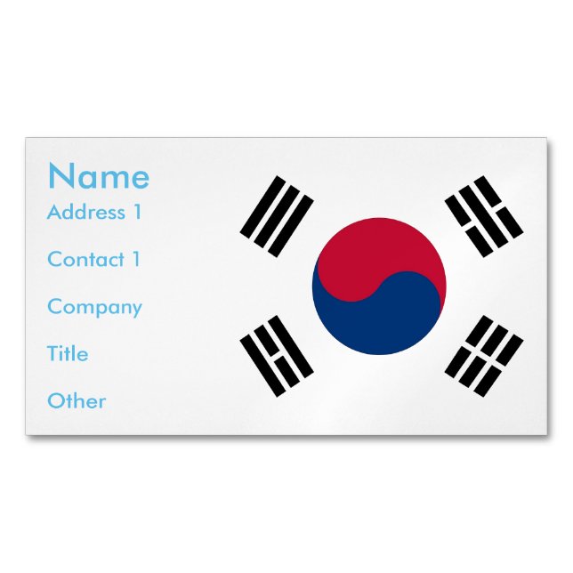 Business Card Magnet with Flag of South Korea (Front)