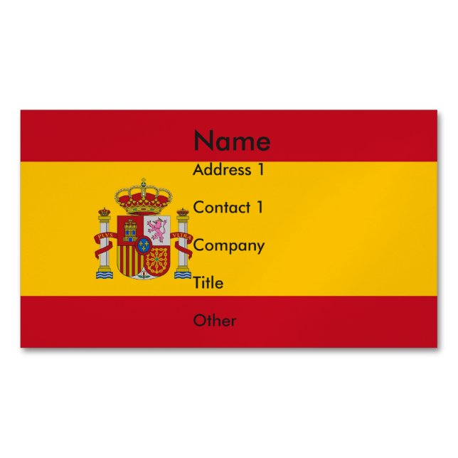 Business Card Magnet with Flag of Spain (Front)