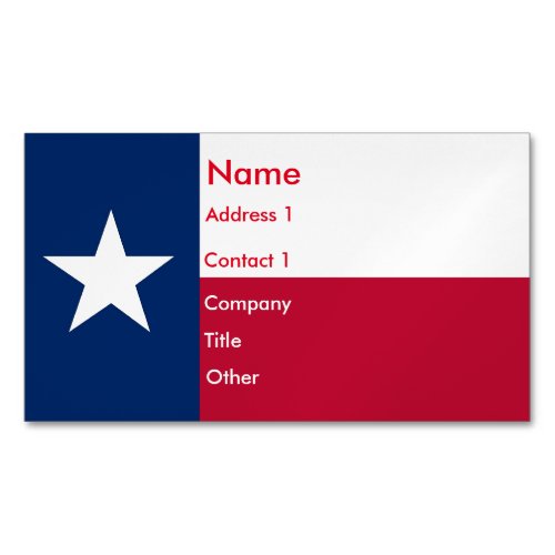 Business Card Magnet with Flag of Texas