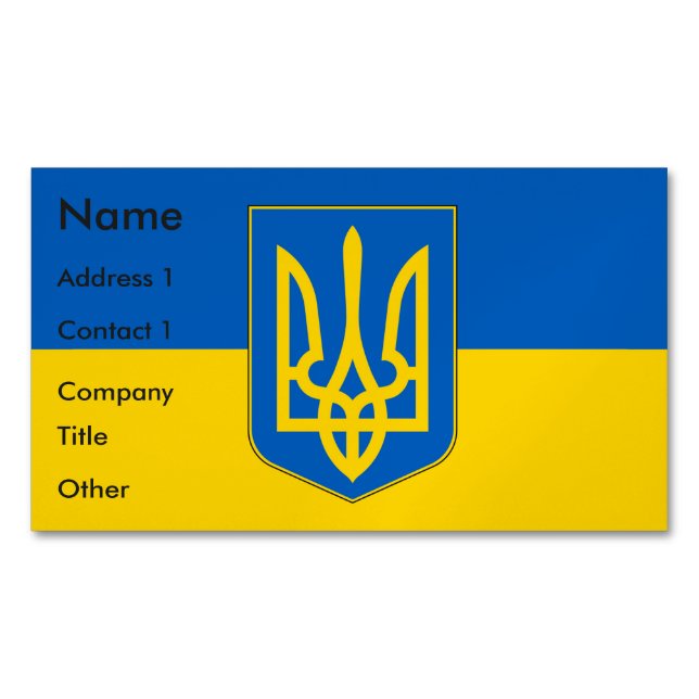 Business Card Magnet with Flag of Ukraine (Front)