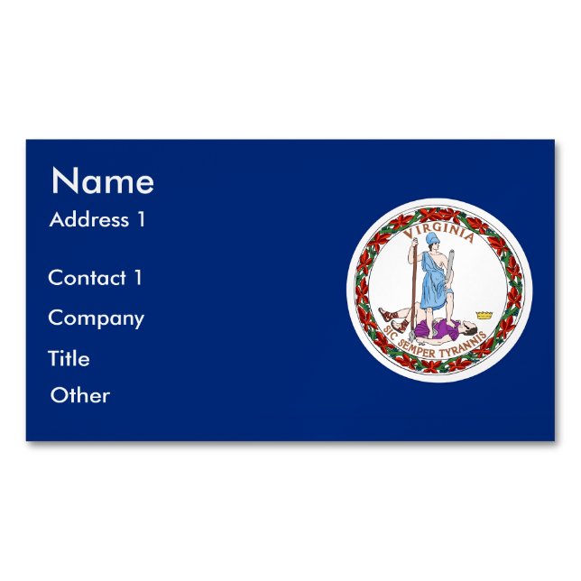 Business Card Magnet with Flag of Virginia, USA (Front)