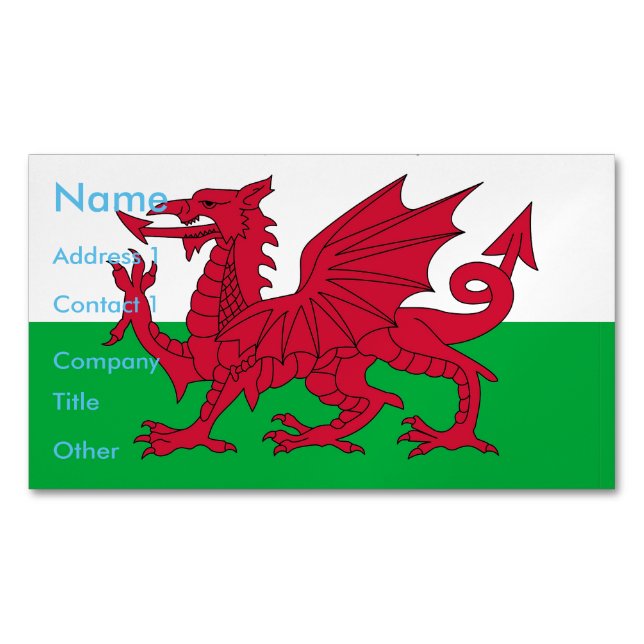 Business Card Magnet with Flag of Wales, UK (Front)