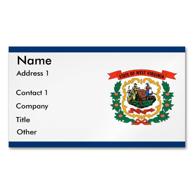 Business Card Magnet with Flag of West Virginia (Front)
