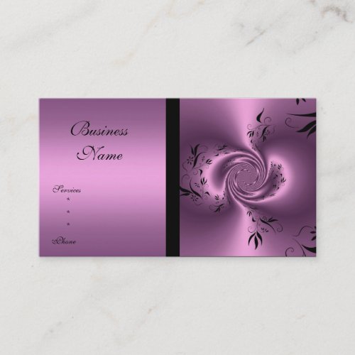 Business Card Mauve &amp; Black Floral Abstract