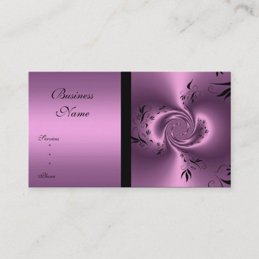 Customizable Business Card Mauve &amp; Black Floral Abstract
