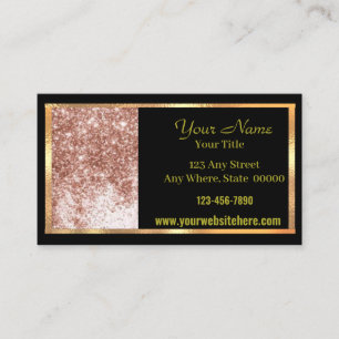 Business Card Mauve Black Gold Sparkle
