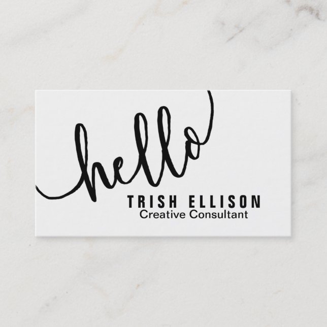 Business Card Minimalist Custom Template Hello (Front)