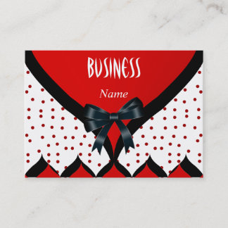 Business Card Modern Black Red White Bow Spot